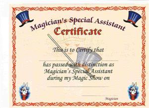MAGICIANS ASSISTANT CERTIFICATES